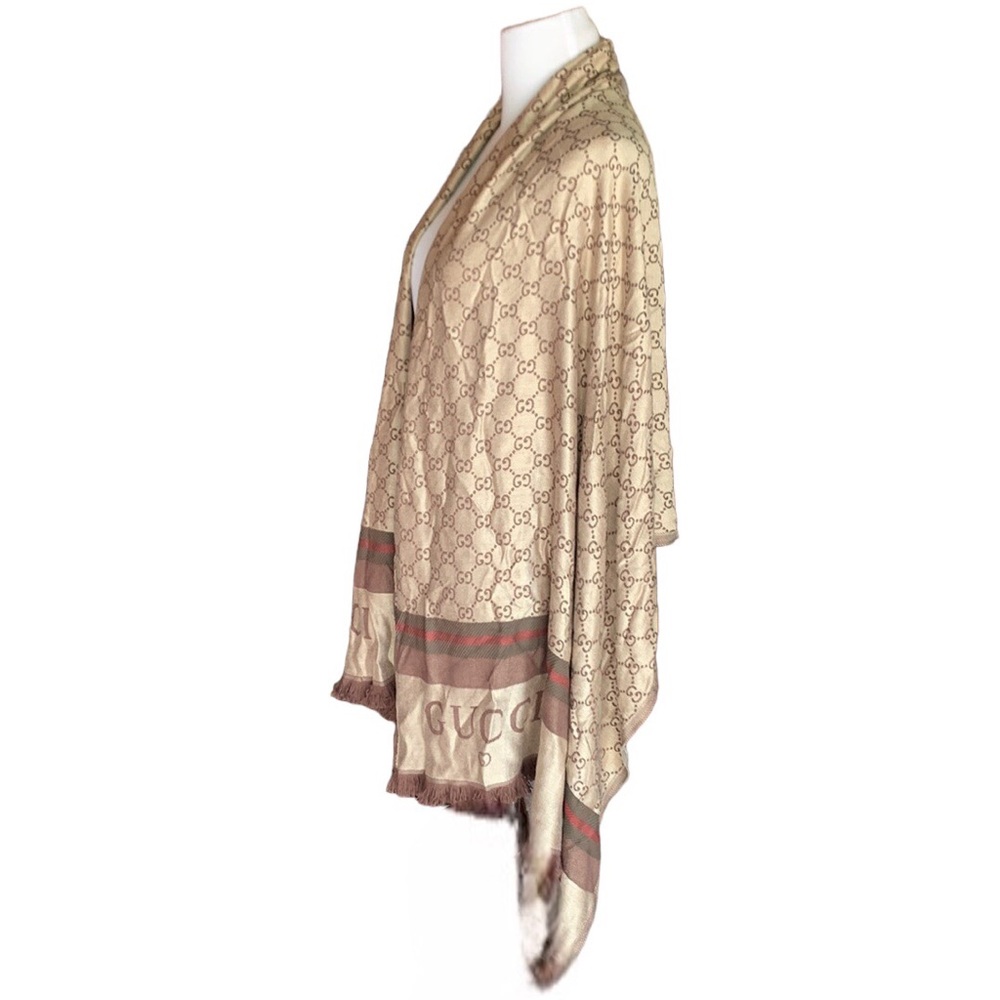 ‼️PRICE DROPPED ONLY TODAY‼️🆕 Gucci Brown Web Striped GG Jacquard Knit Scarf🧣 - Picture 6 of 8